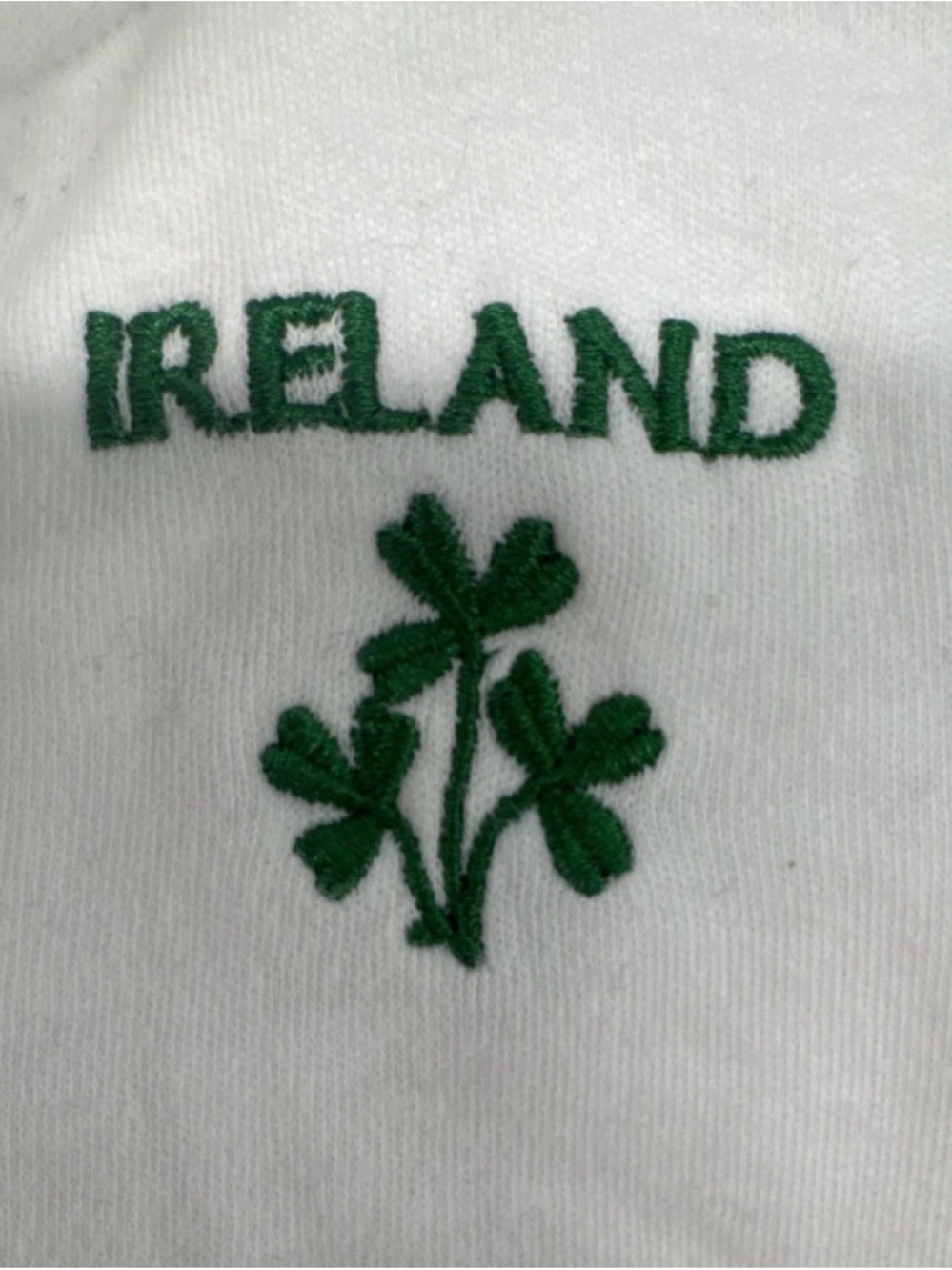 Kids White Ireland Shamrock Embroidered Top